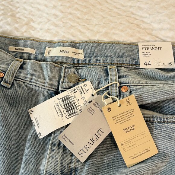 MNG Matilda Mid Rise Straight Leg Light Wash Jean plus size 32"US (44UK) - Picture 3 of 7